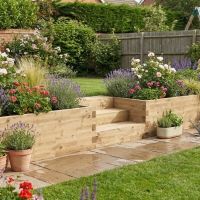 WoodBlocX Retaining wall with steps