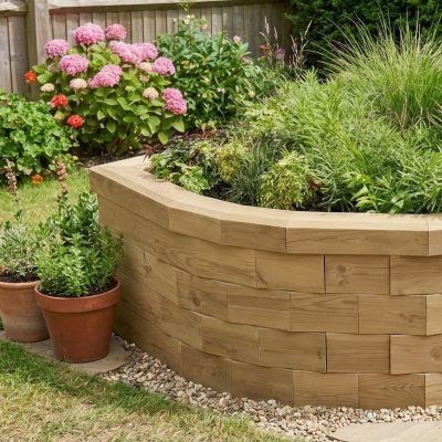 Malý půlkruhový vyvýšený záhon / 1,575 x 1,021 x 0,45m