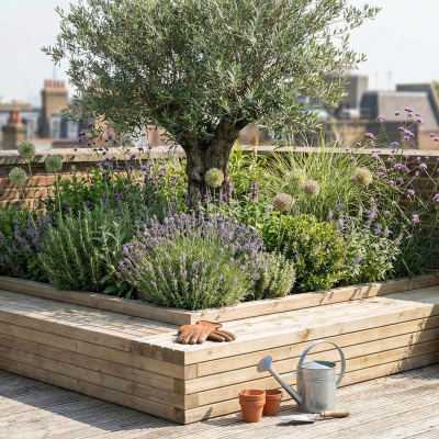 Parkování pro robotickou sekačku s květináčem / 1.2 x 1.125 x 0.85 m