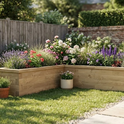 Dlouhý vyvýšený záhon L / 3,0 x 2,625 x 0,45 x 0,45m