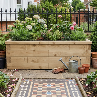 Úzký vyvýšený dřevěný záhon / 1,5 x 0,45 x 0,45m