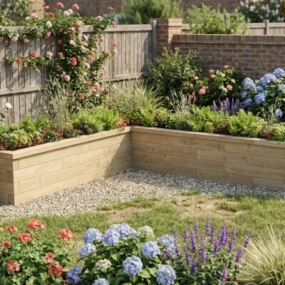 Dlouhý vyvýšený záhon L / 3,0 x 2,625 x 0,45 x 0,45m