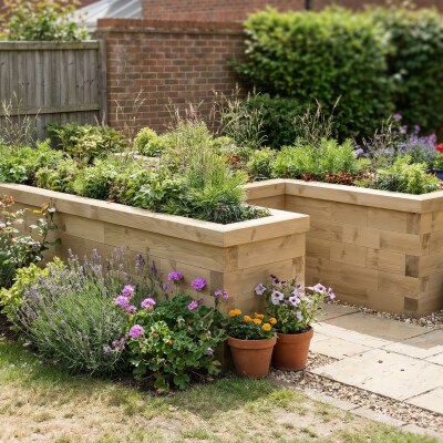 Vyvýšený záhon tvaru H / 2,25 x 1,65 x 0,55 m