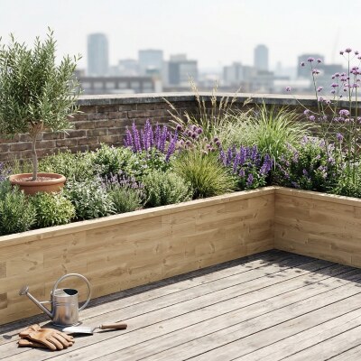 L-Shaped Raised Bed schematic 3D