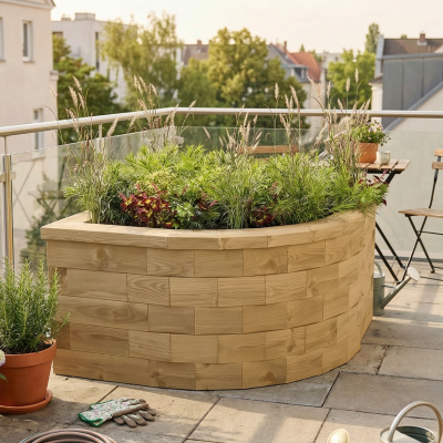 Čtvrtkruhový vyvýšený záhon / 0,75 x 0,75 x 0,55m