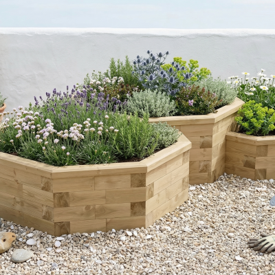 Velký osmistranný víceúrovňový vyvýšený záhon / 3,272 x 2,248 x 0,55m 