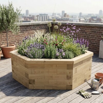 Rohový vyvýšený záhon 45° /   1,125 x 1,125 x 0,55 m