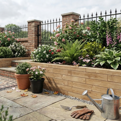 Railway Sleeper Retaining Wall