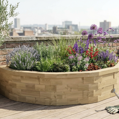 Půlkruhový vyvýšený záhon / 2,325 x 1,32 x 0,45 m