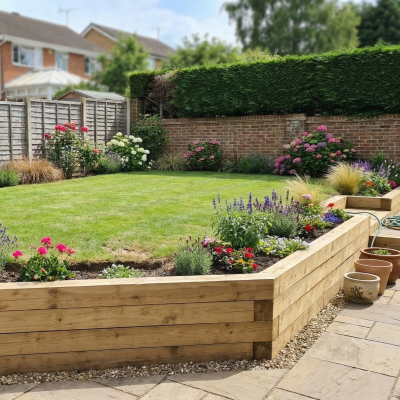 Konec zahradní opěrné zdi se schody / 8.55m x 1.5m x 0.75m