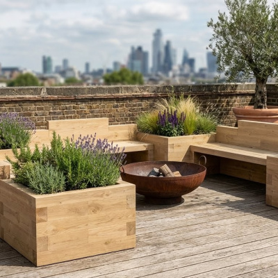 Trojlavička s truhlíky / 3.75m x 3.75m x 0.55m