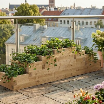 Stupňovitý záhon na jahody / 3 x 0.75 x 0.65m