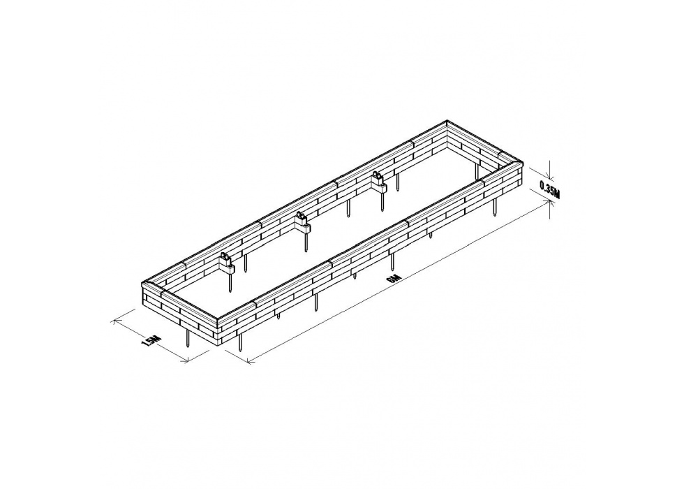 Extra velký vyvýšený záhon / 6,0 x 1,5 x 0,35m
