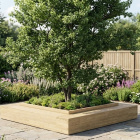 Dřevěný záhon s lavičkou a prostorem pro strom / 2,7 x 2,7 x 0,55m